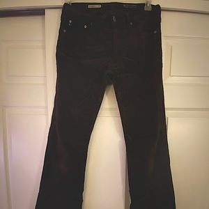 AG Dark Brown Flare Corduroy Pants